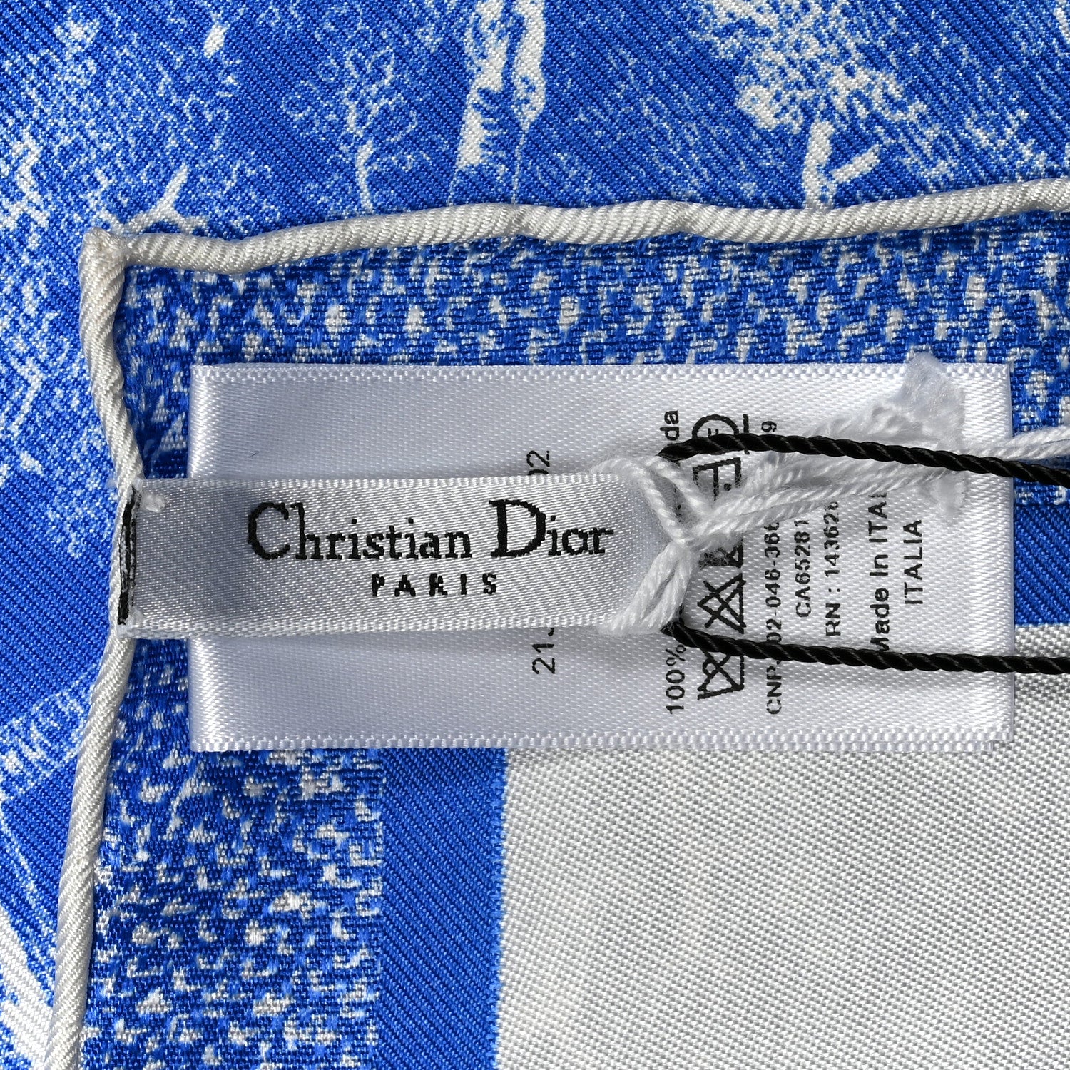 Christian Dior Silk Toile De Jouy Scarf Blue 5 of 5