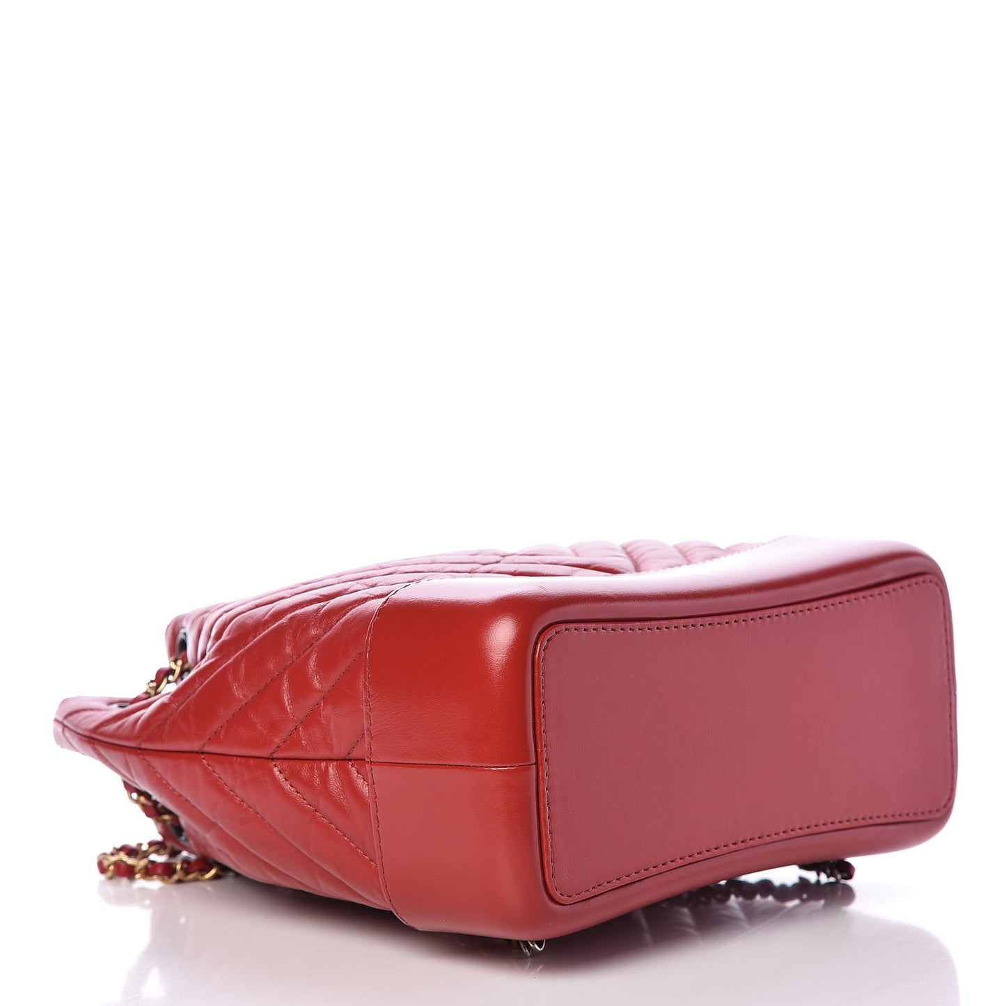 Aged Calfskin Chevron Quilted Small Gabrielle Backpack Red