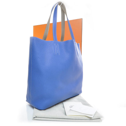 Hermes Taurillon Clemence Double Sens Reversible Tote Mykonos Etoupe 4 of 9