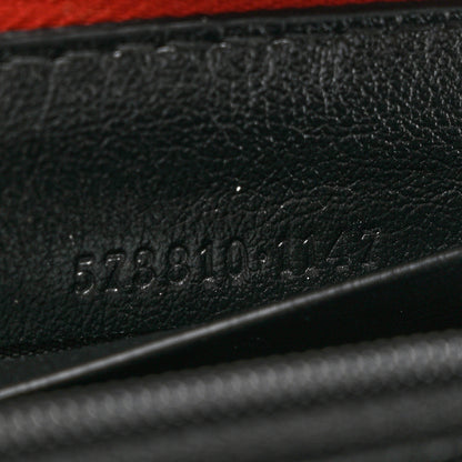 Gucci Vintage Effect Calfskin Matelasse Diagonal Torchon GG Marmont Zip Around Wallet Black Romantic Cherry 7 of 9