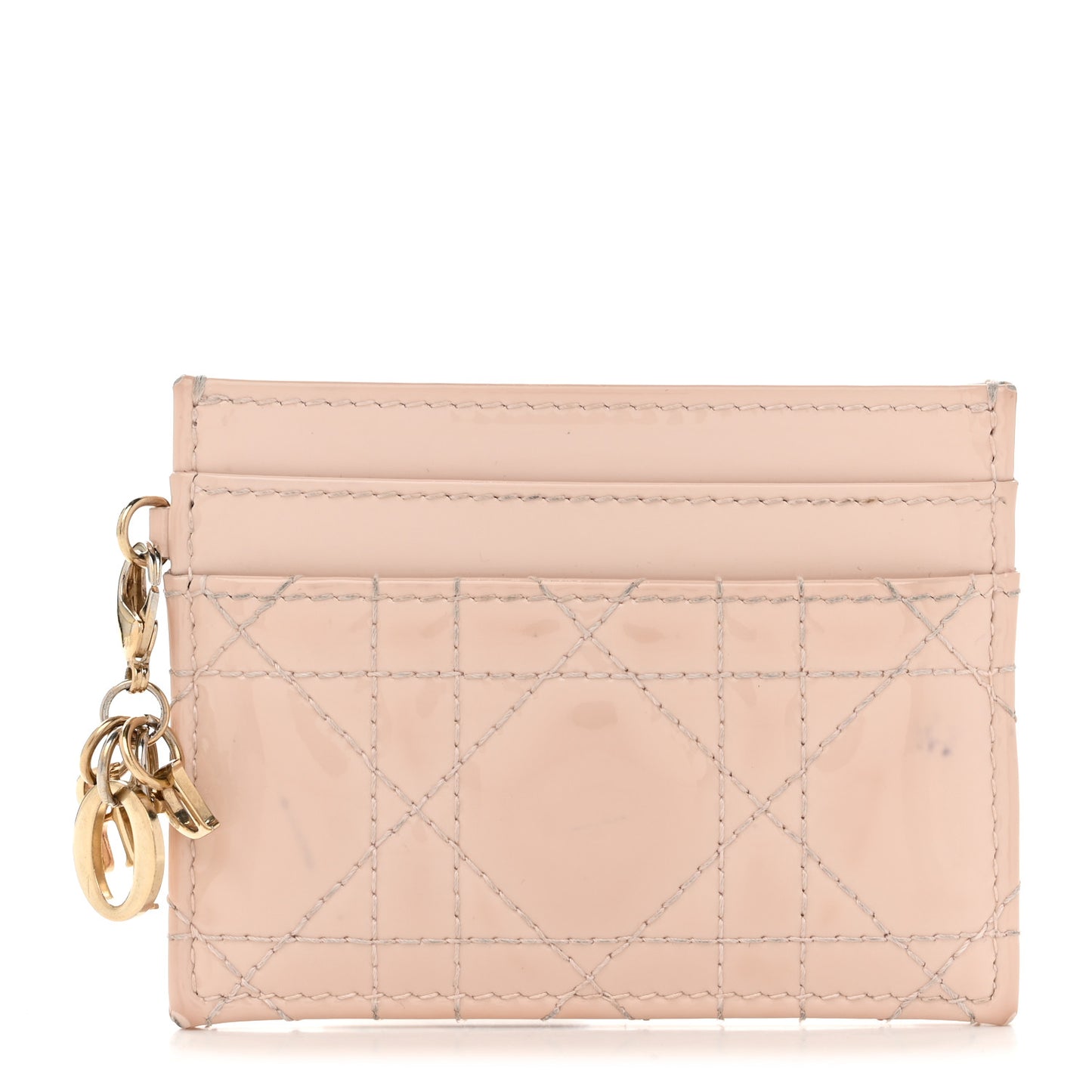 Patent Cannage Lady Dior Card Holder Powder Pink