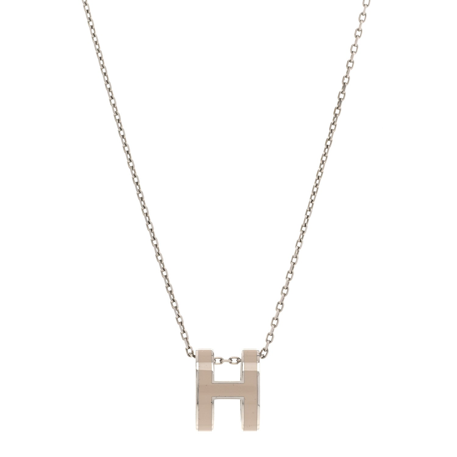 Hermes Lacquered Palladium Pop H Pendant Necklace Marron Glace 1 of 6