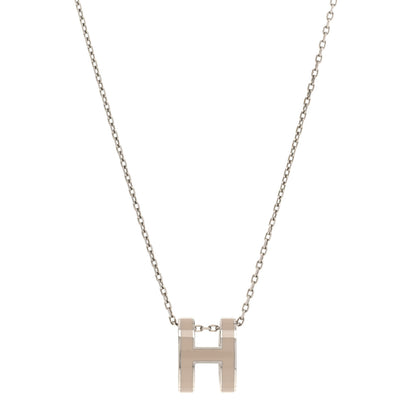 Hermes Lacquered Palladium Pop H Pendant Necklace Marron Glace 1 of 6