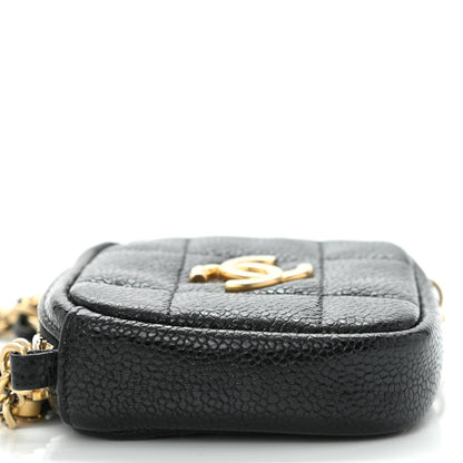 Chanel Caviar Quilted Diamond Coin Purse With Chain Black 8 of 9