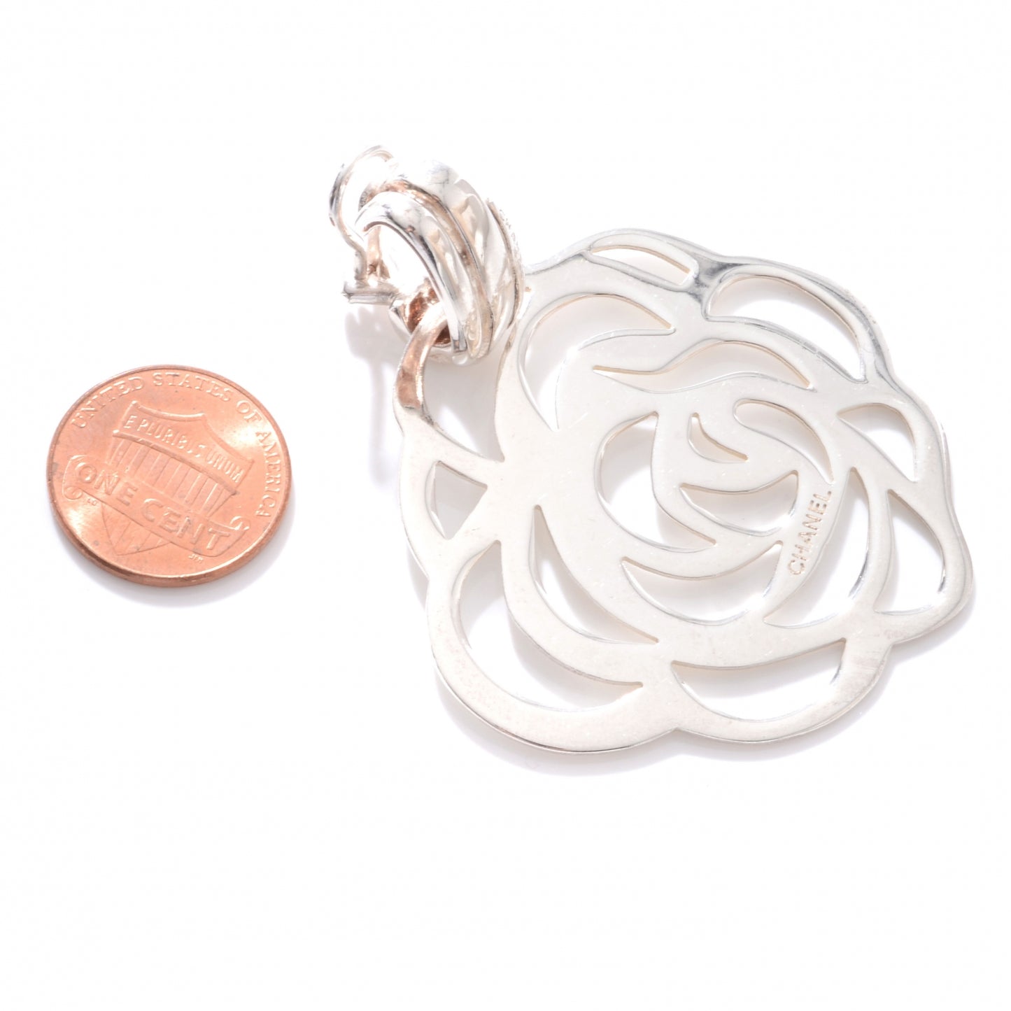 Sterling Silver Camellia Clip On Earrings