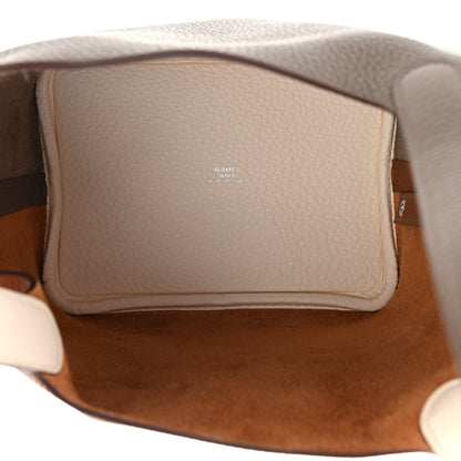 Hermes Taurillon Clemence Casaque Picotin 18 PM Gold Etain Nata 4 of 4