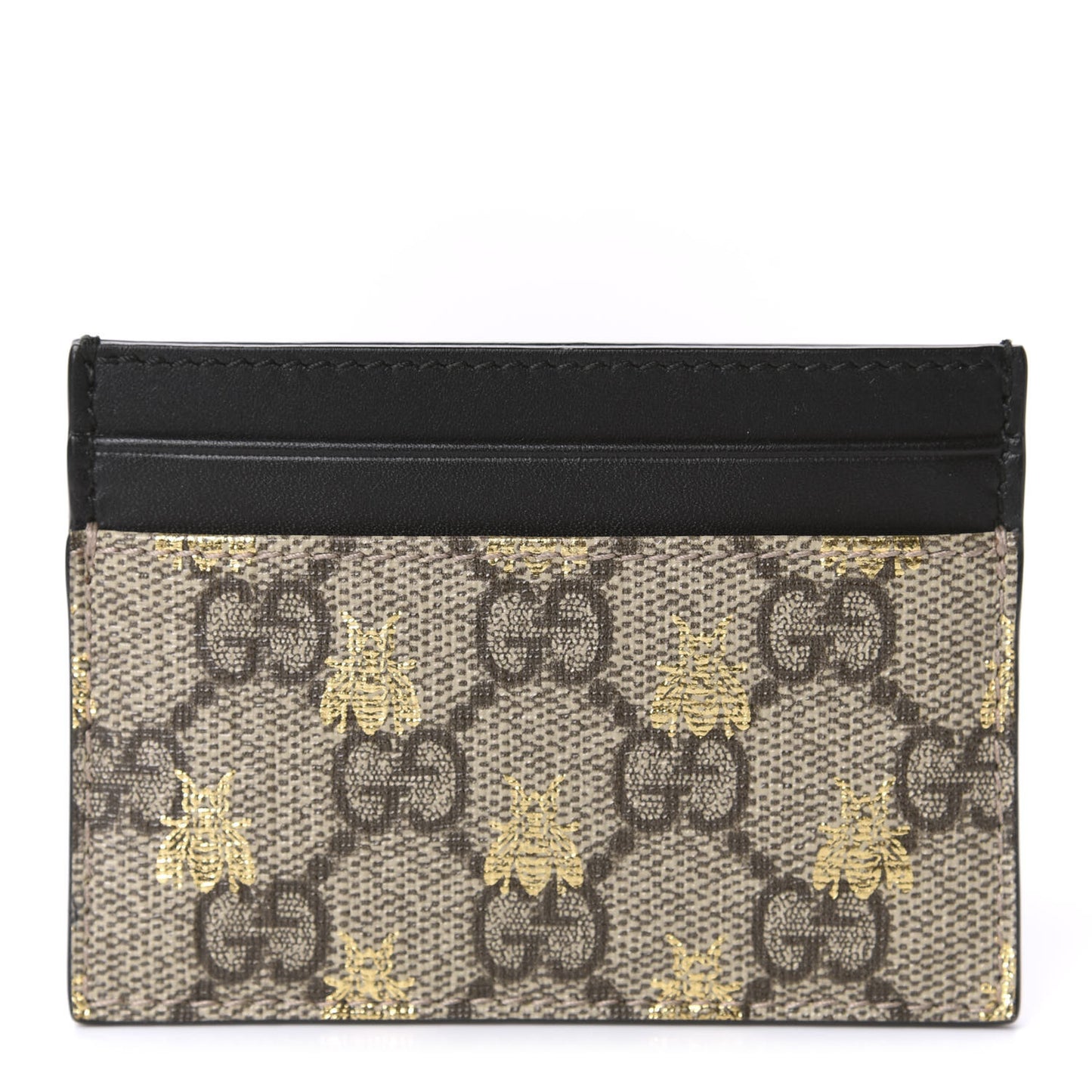 GG Supreme Monogram Bees Card Holder Black