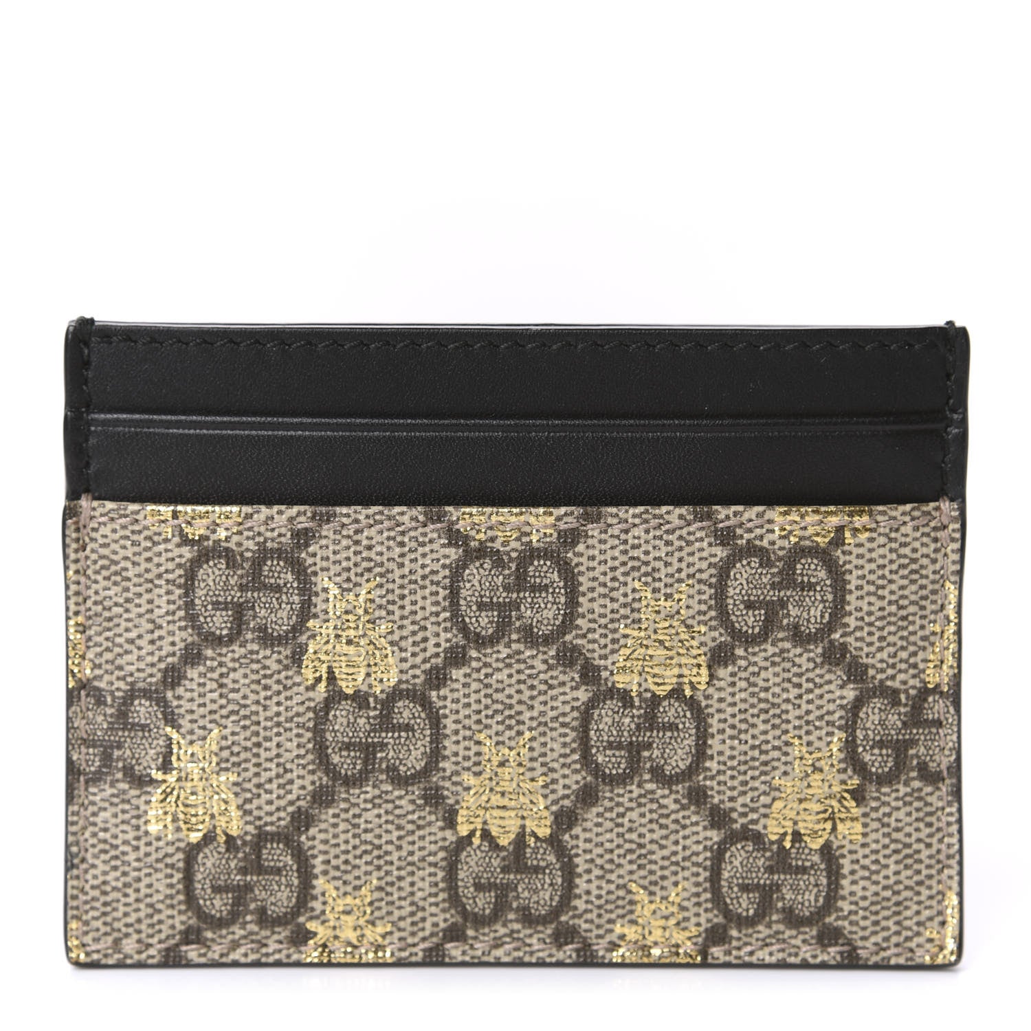 Gucci GG Supreme Monogram Bees Card Holder Black 1 of 7