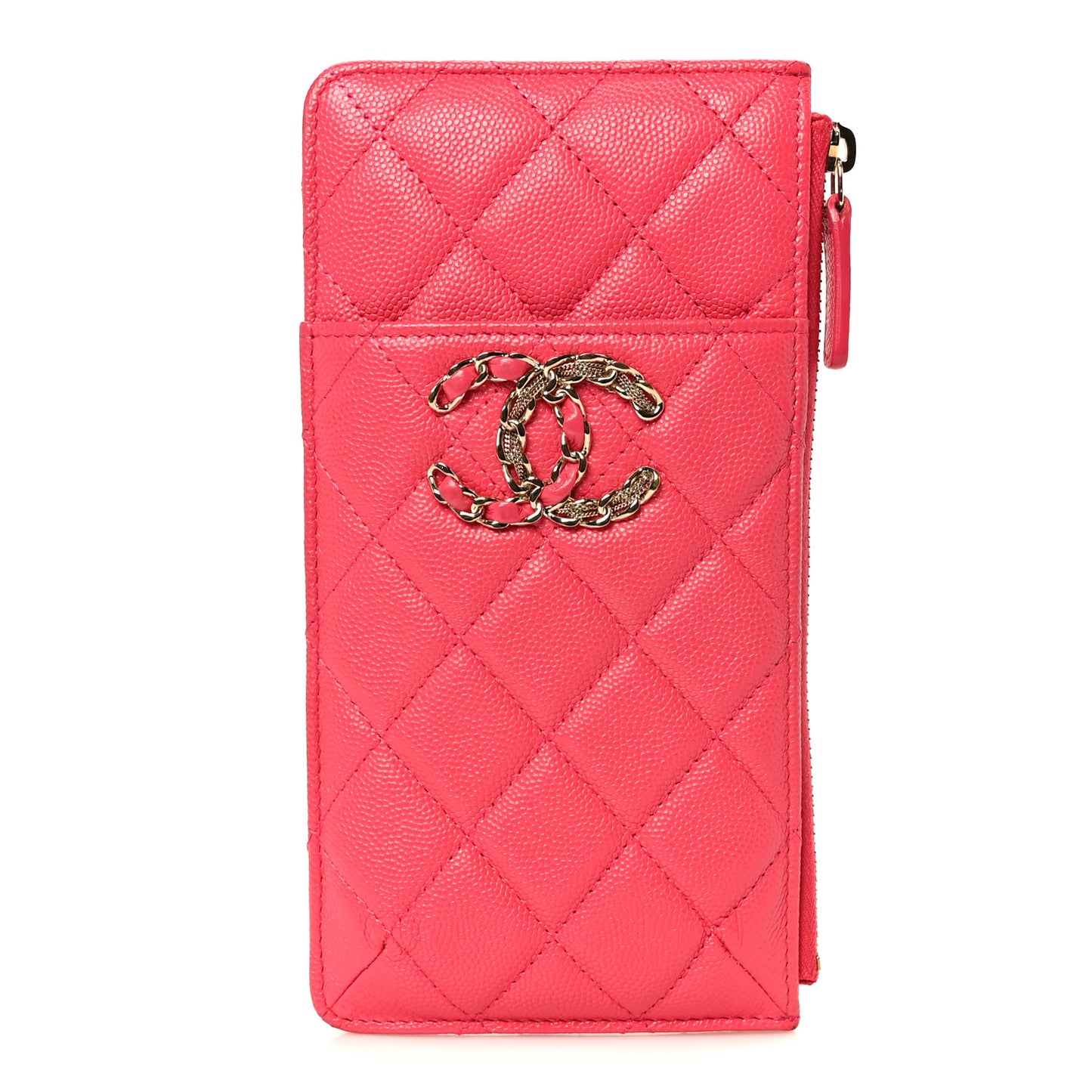 Caviar Quilted French New Wave Flat Wallet Pouch Pink