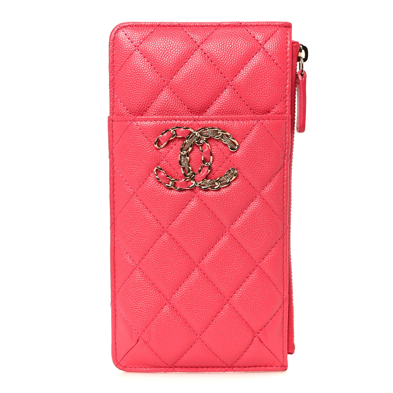 Chanel Caviar Quilted French New Wave Flat Wallet Pouch Pink 1 of 8