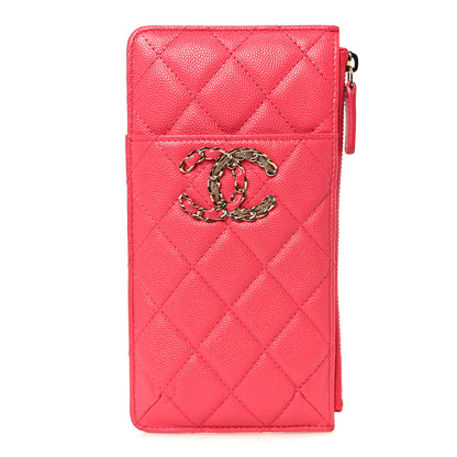 Chanel Caviar Quilted French New Wave Flat Wallet Pouch Pink 1 of 8