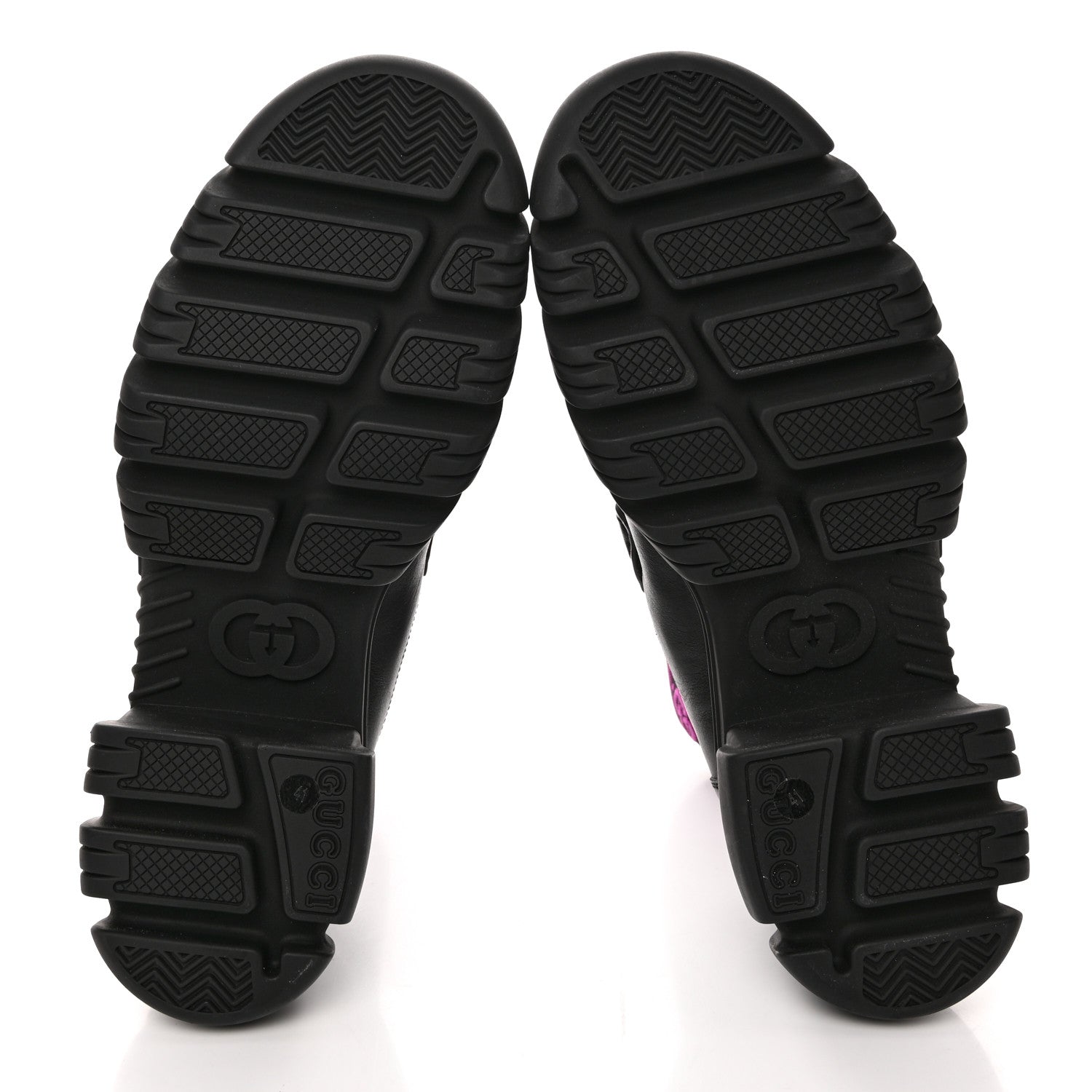 Gucci Quebec Calfskin Technical Jersey Knit GG Monogram Horsebit Ankle Boots 41 Black Fucsia 5 of 13
