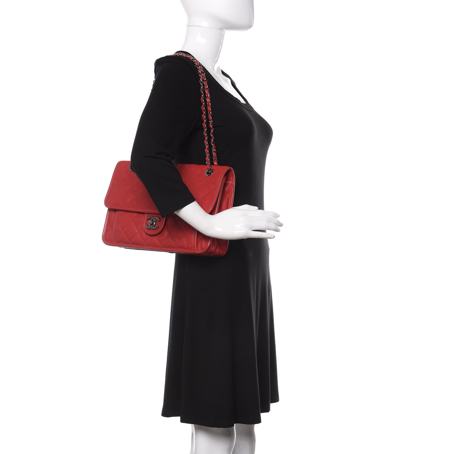 Chanel Caviar Quilted Medium French Riviera Flap Red 2 of 12
