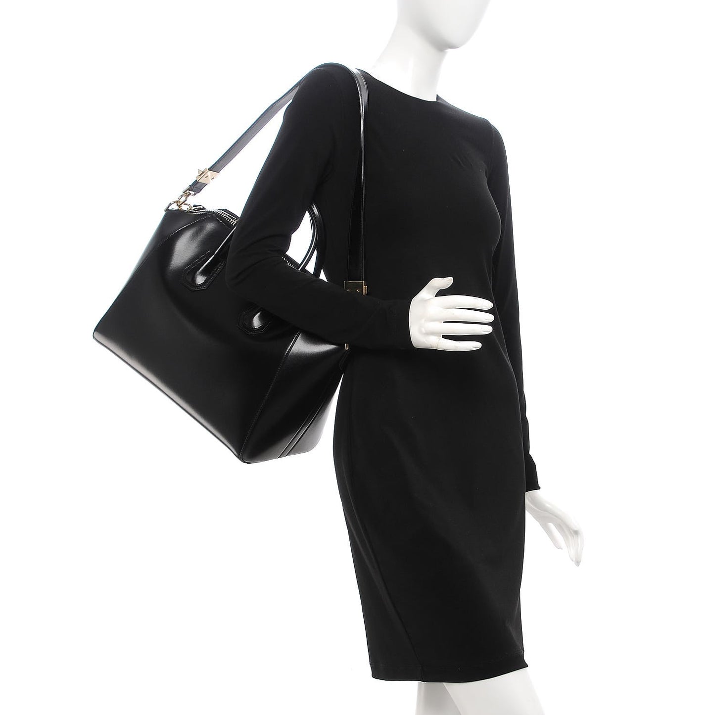 Shiny Lord Calfskin Medium Antigona Black