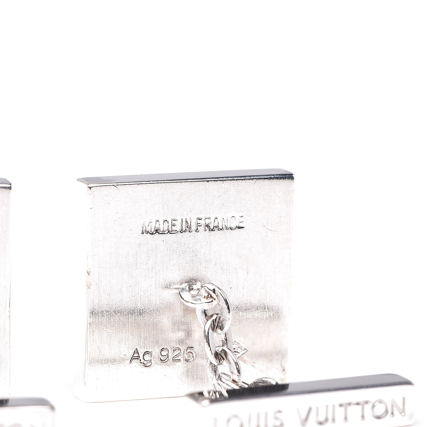 Louis Vuitton Sterling Silver Cufflinks and Damier Ebene Case 5 of 6