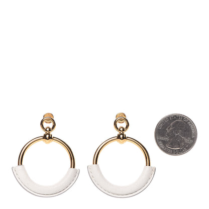 Hermes Swift Loop Earrings Gold White 2 of 5