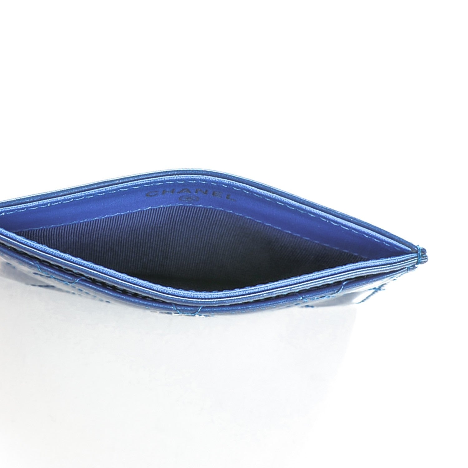 Chanel Patent Quilted Card Holder Blue 5 of 8