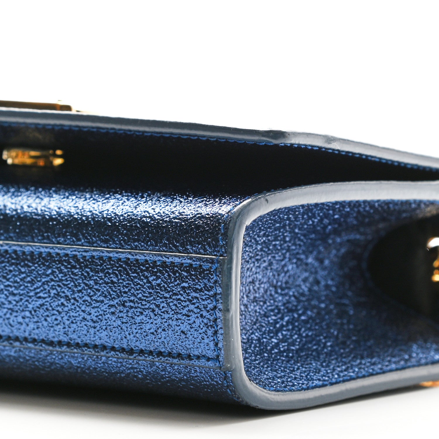Saint Laurent Metallic Calfskin Small Monogram Kate Satchel Navy 9 of 9