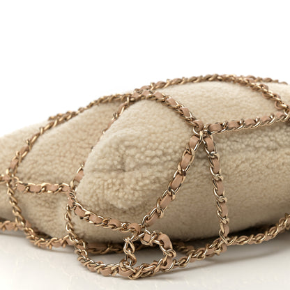 Chanel Shearling Small Shopping Chain Bag Beige 9 of 12