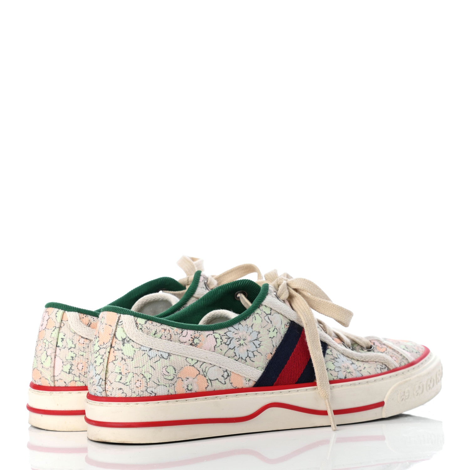 Gucci X LIBERTY OF LONDON Canvas Web Tracy Print Womens 1977 Tennis Sneakers 38.5 Mint Peach Mystic White 4 of 8