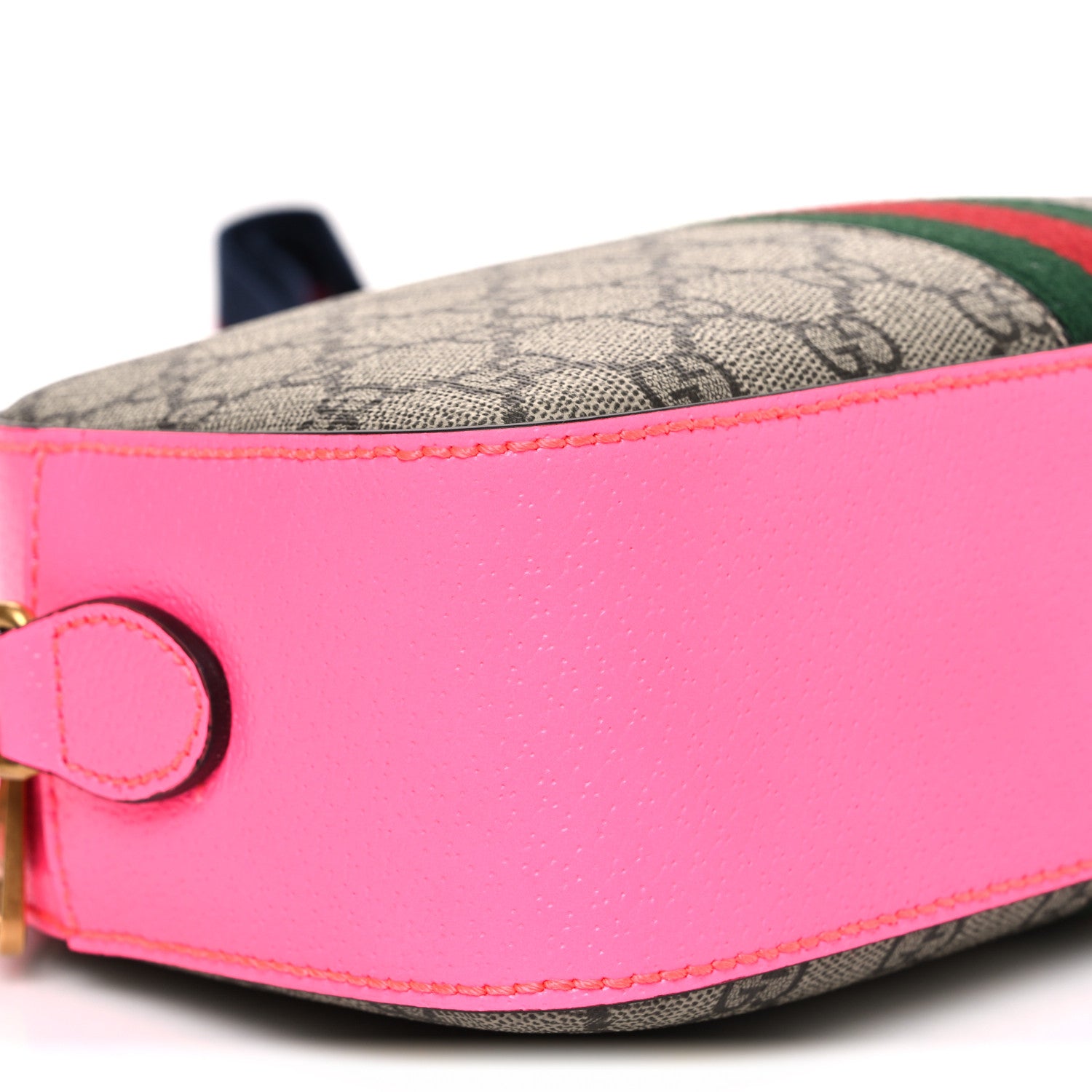 Gucci GG Supreme Monogram Textured Dollar Calfskin Web Ophidia Small Crossbody Bag Beige Ebony Fuchsia 8 of 9