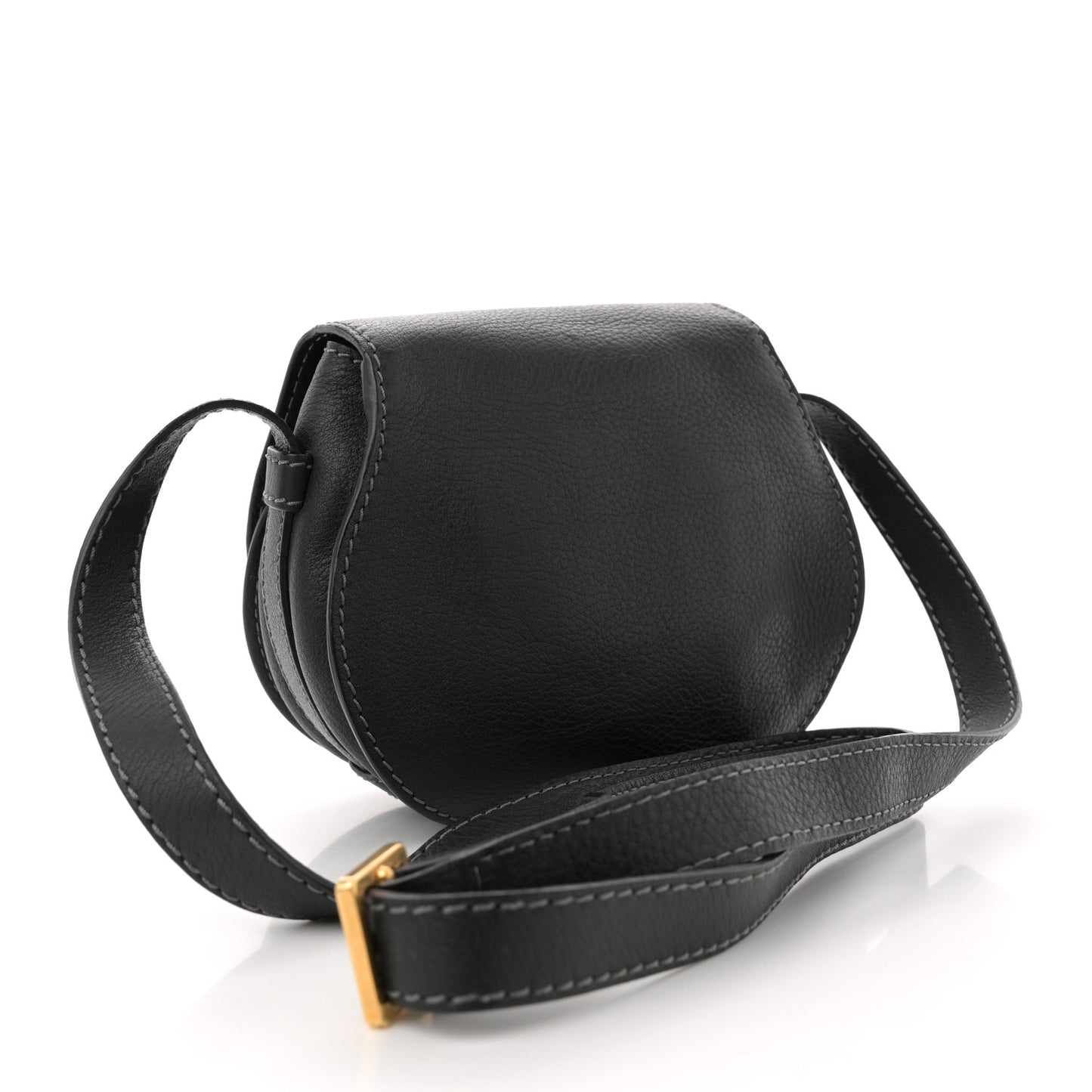 Calfskin Mini Marcie Round Crossbody Bag Black