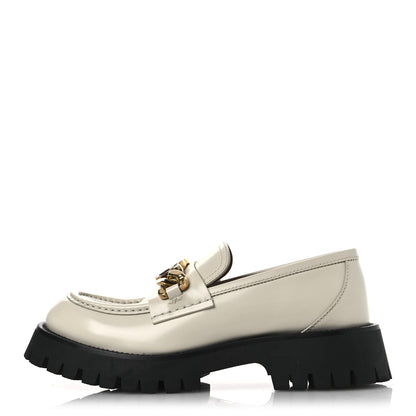 Gucci Cordovan Lux Womens Jeanne Platform Lug Sole 30/45mm Loafers 39 Mystic White 1 of 13