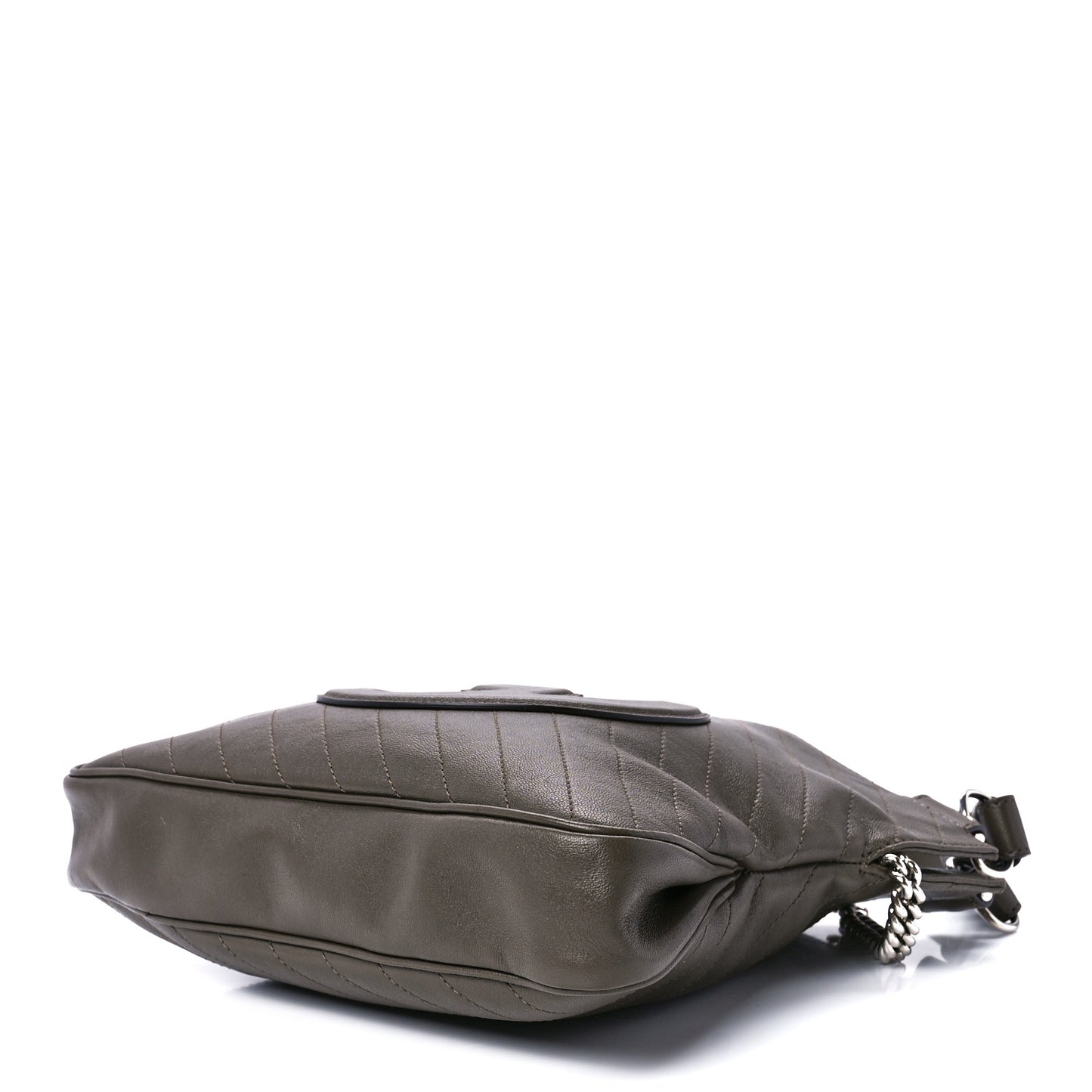 Sakai Be Green Calfskin Diagonal Stitched Small Blondie Tote Craclet Brown