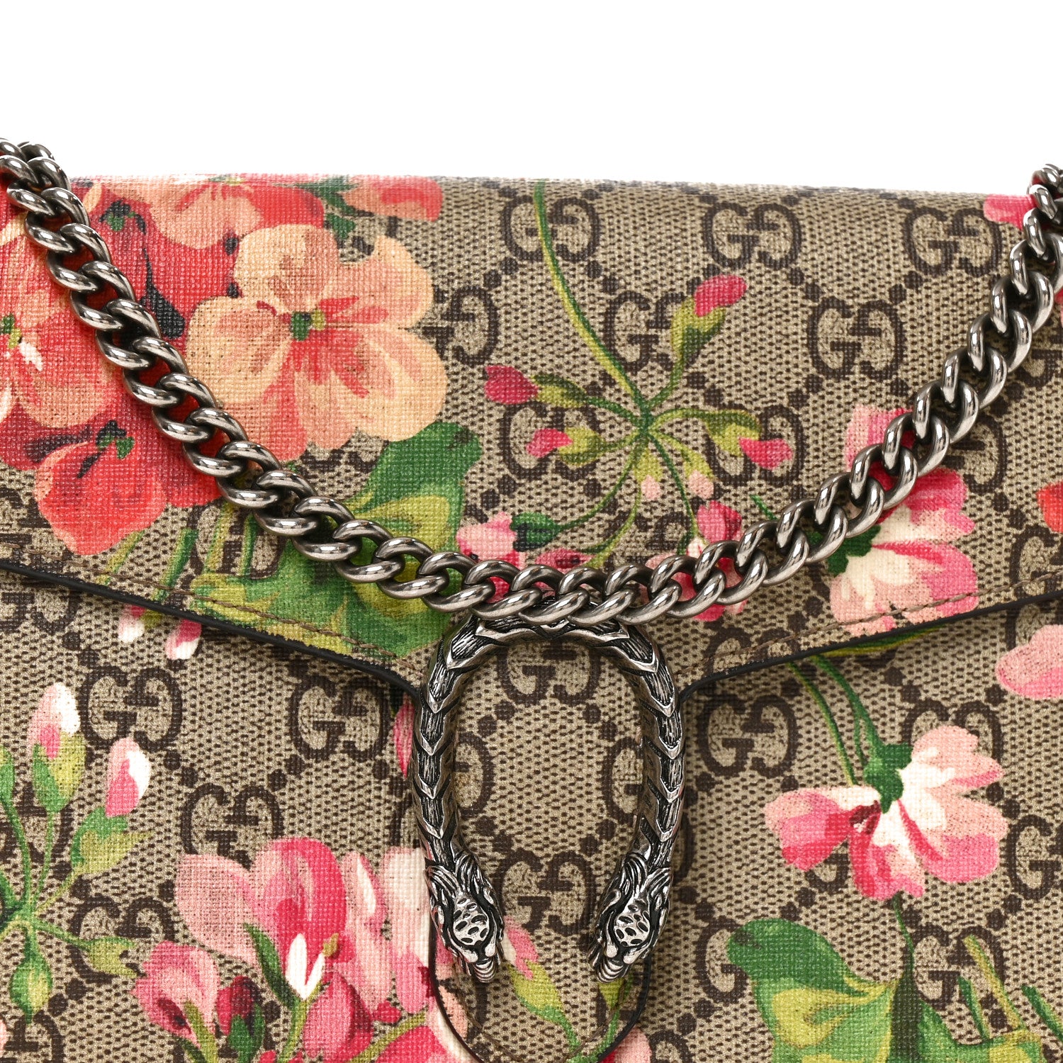 Gucci GG Supreme Monogram Blooms Mini Dionysus Chain Wallet Beige Multicolor Dry Rose 7 of 9