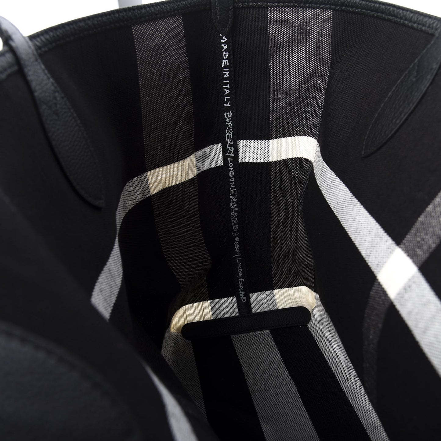 Coated Canvas Mega Check Medium Doodle Tote Black White