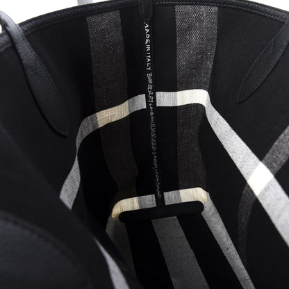 Burberry Coated Canvas Mega Check Medium Doodle Tote Black White 6 of 10