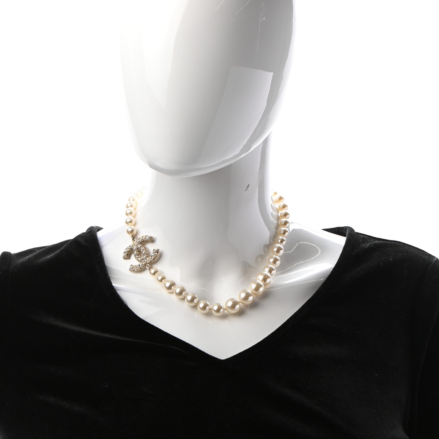 Pearl CC 100th Anniversary Necklace Light Gold
