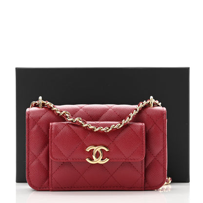 Chanel Caviar Quilted Pocket Twins Clutch With Chain Burgundy 12 of 12