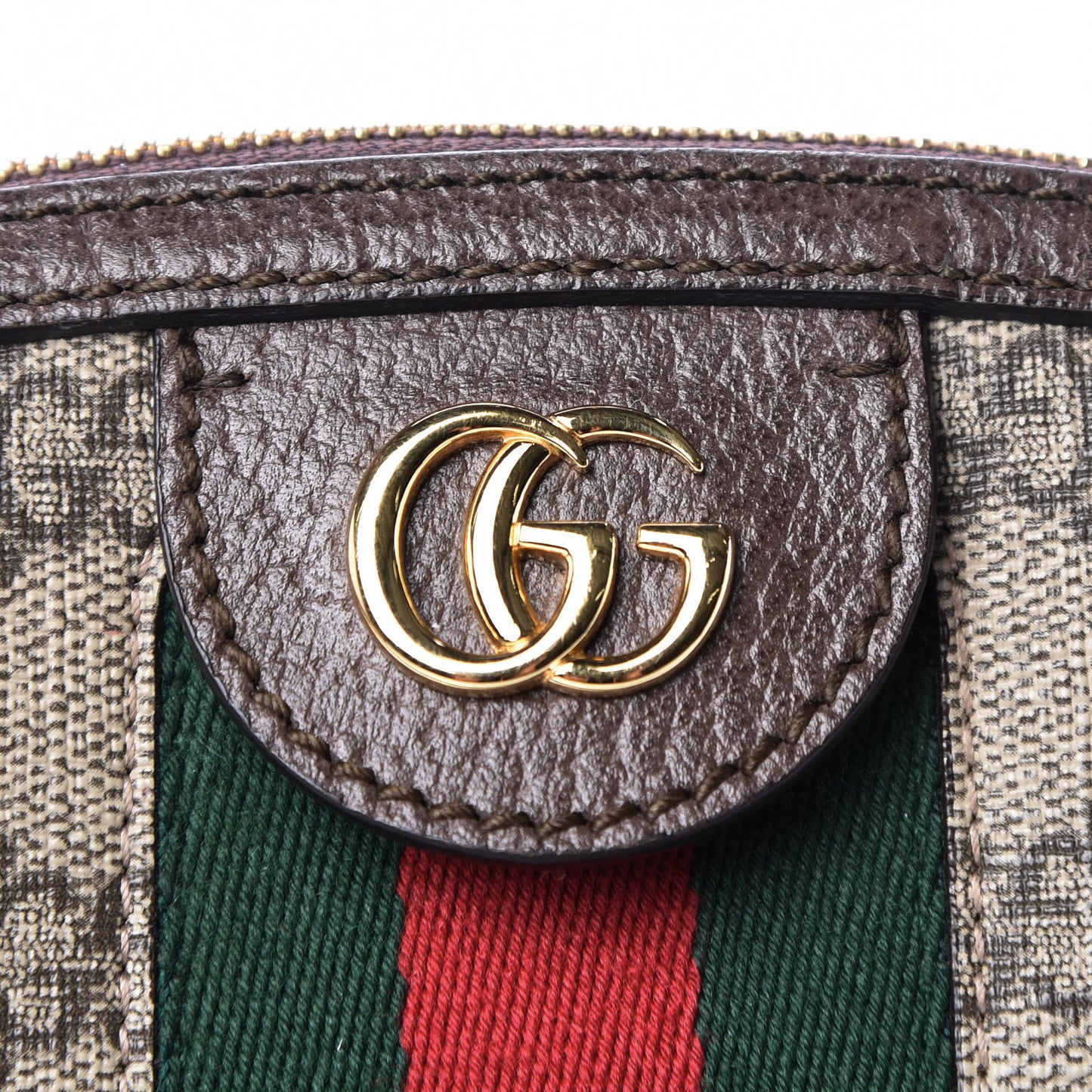 GG Supreme Monogram Textured Dollar Calfskin Web Small Ophidia Dome Shoulder Bag Beige Ebony New Acero