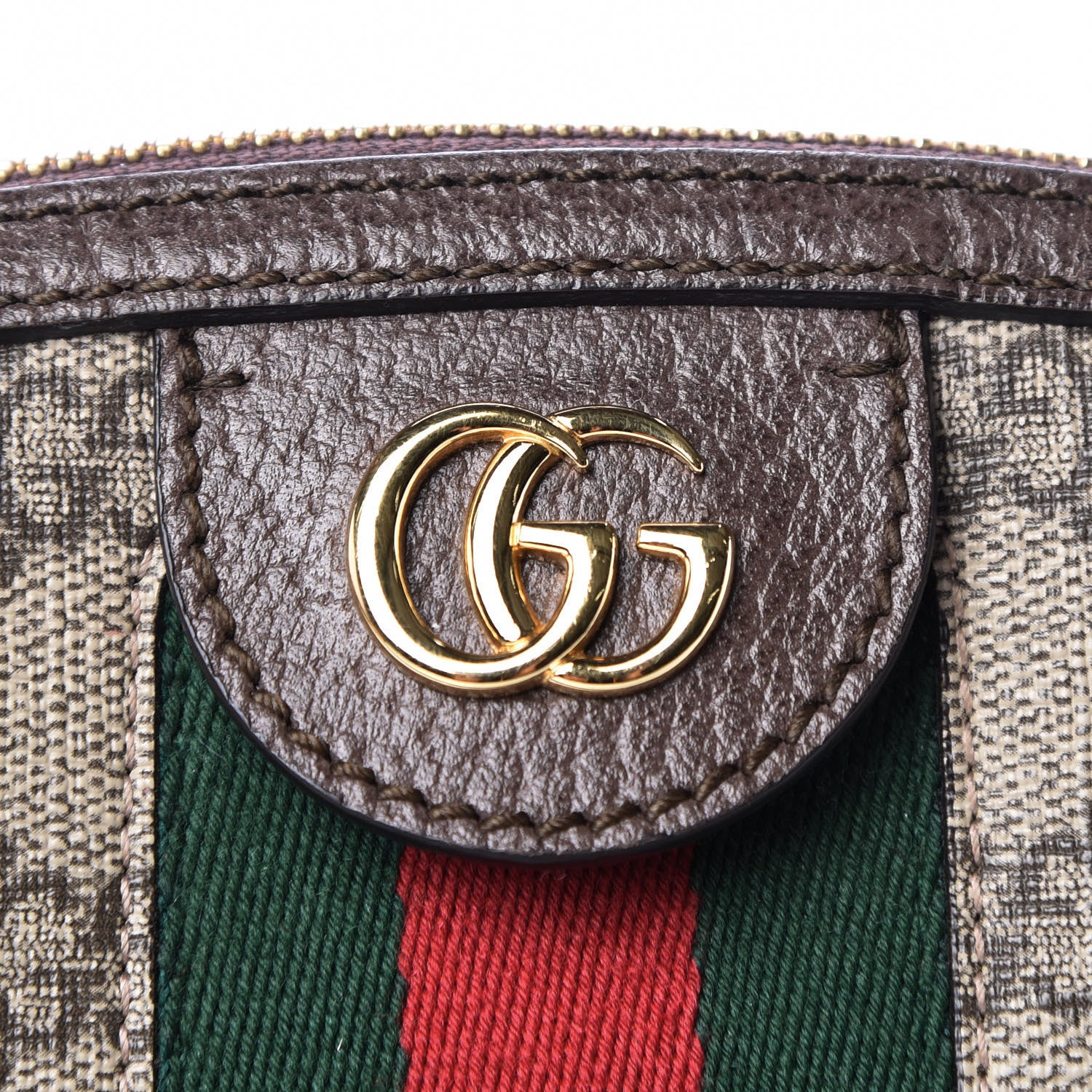 Gucci GG Supreme Monogram Textured Dollar Calfskin Web Small Ophidia Dome Shoulder Bag Beige Ebony New Acero 10 of 10