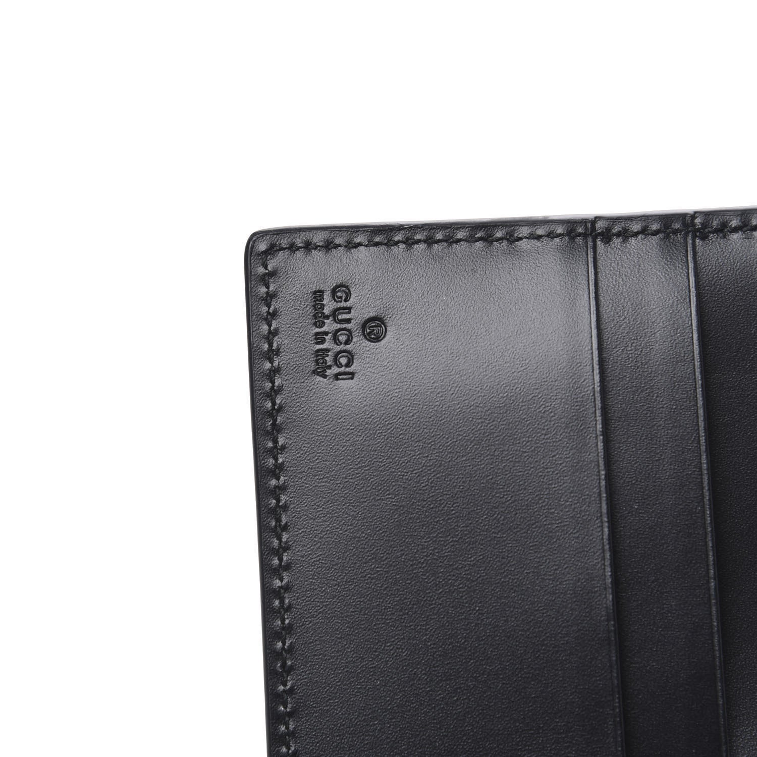 Gucci Guccissima Signature Web New Web Bi-Fold ID Wallet Black 6 of 8