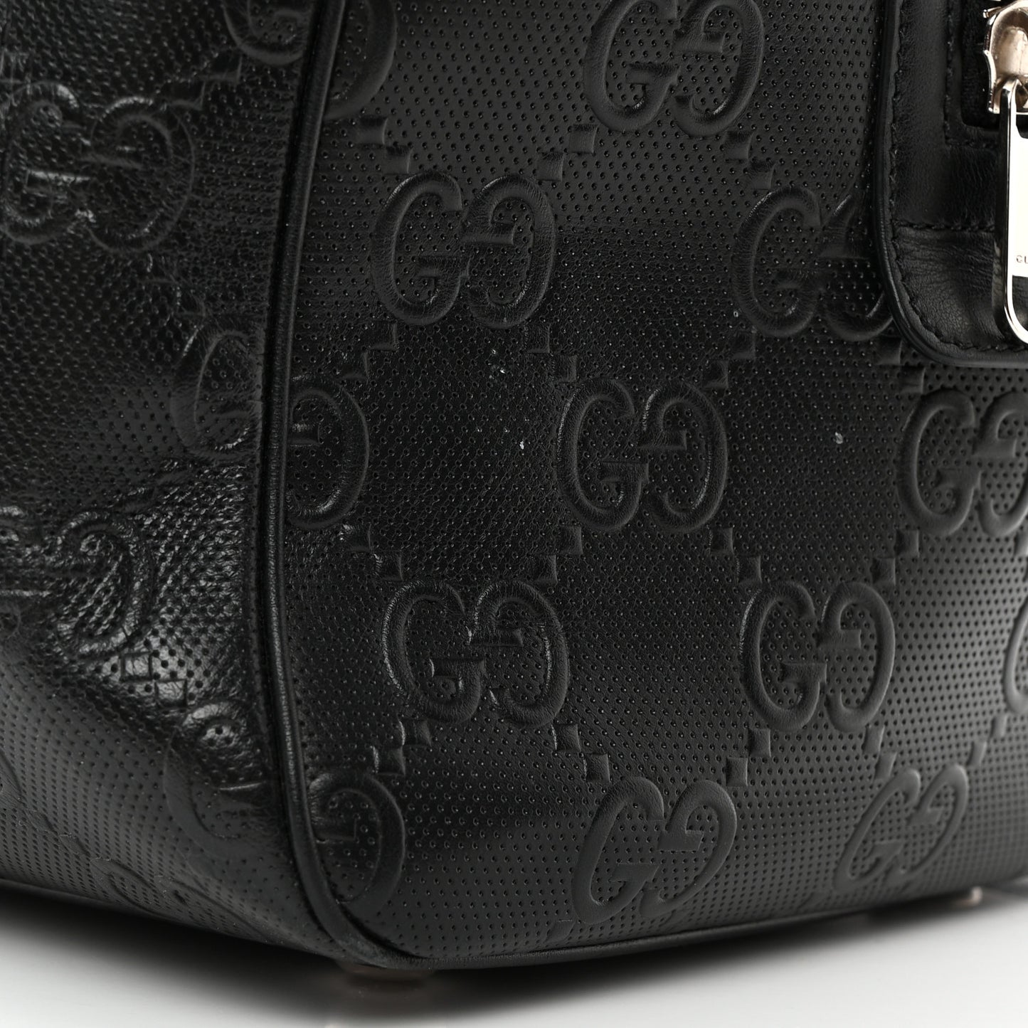 Calfskin GG Tennis Embossed Duffle Bag Black