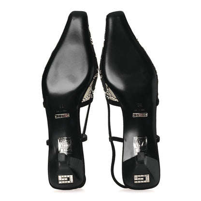 Gucci Tela Retino Kid Scamosciato Crystal GG Monogram Square G 35mm Slingback Pumps 38 Black 7 of 10