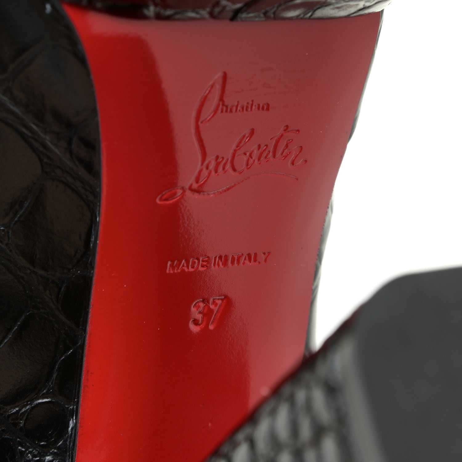 Christian Louboutin Calfskin Crocodile Embossed Izamayeah 130 Platform Boots 37 Black 11 of 13