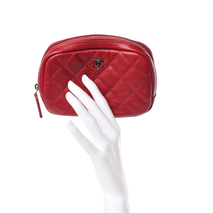 Chanel Caviar Quilted Small Curvy Pouch Cosmetic Case Pink 2 of 10
