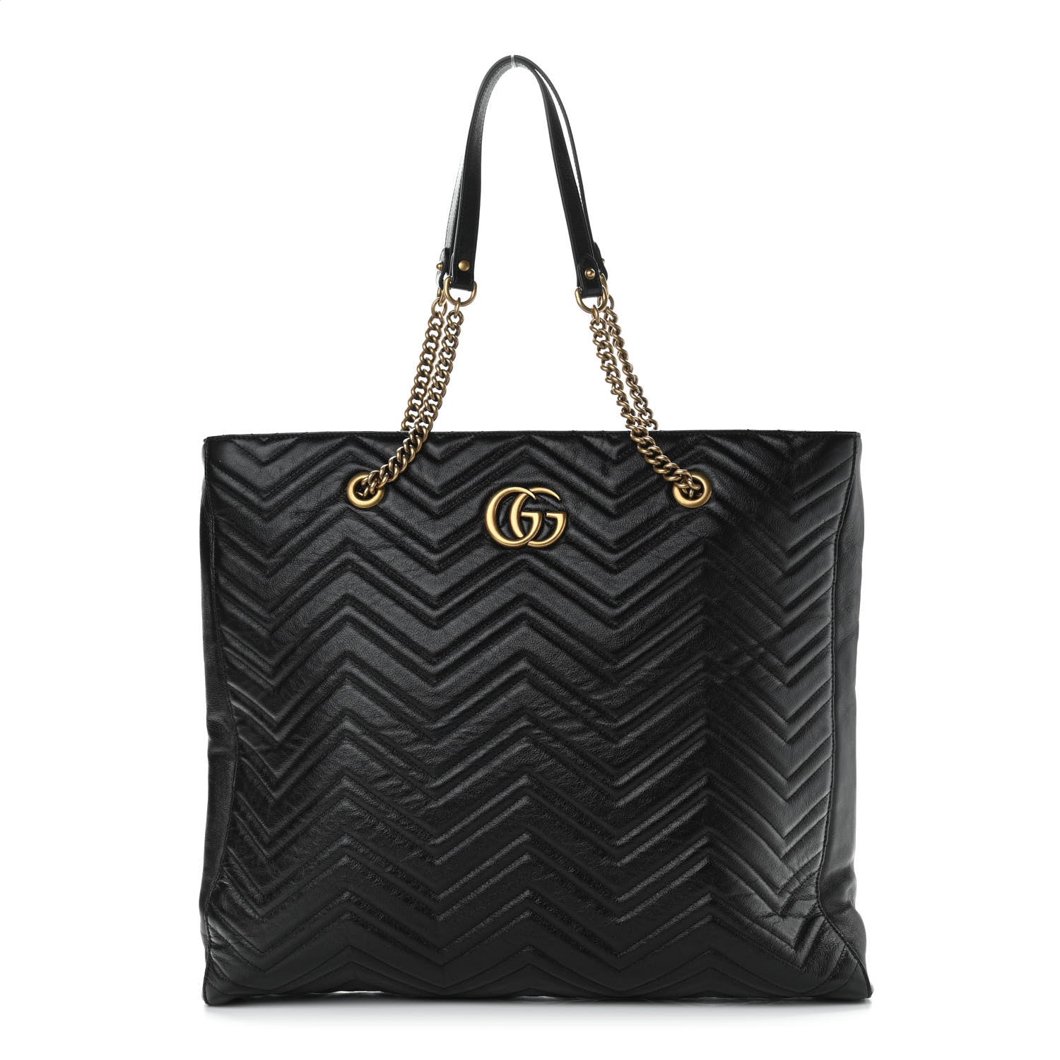 Gucci Azalea Calfskin Matelasse Large GG Marmont Slim Tote Black 1 of 10