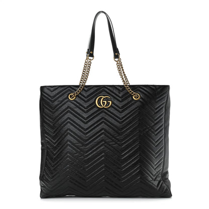 Gucci Azalea Calfskin Matelasse Large GG Marmont Slim Tote Black 1 of 10