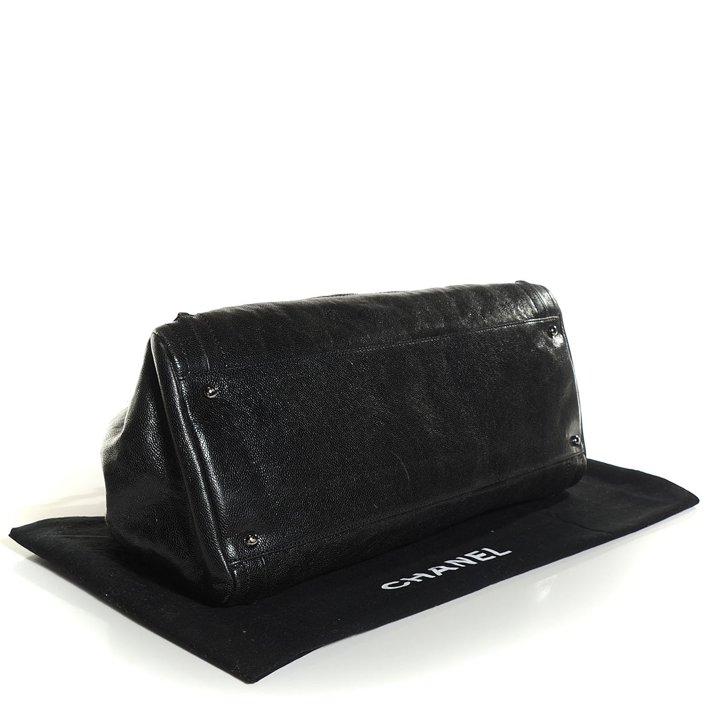 Glazed Caviar East West Modern Chain Tote Black