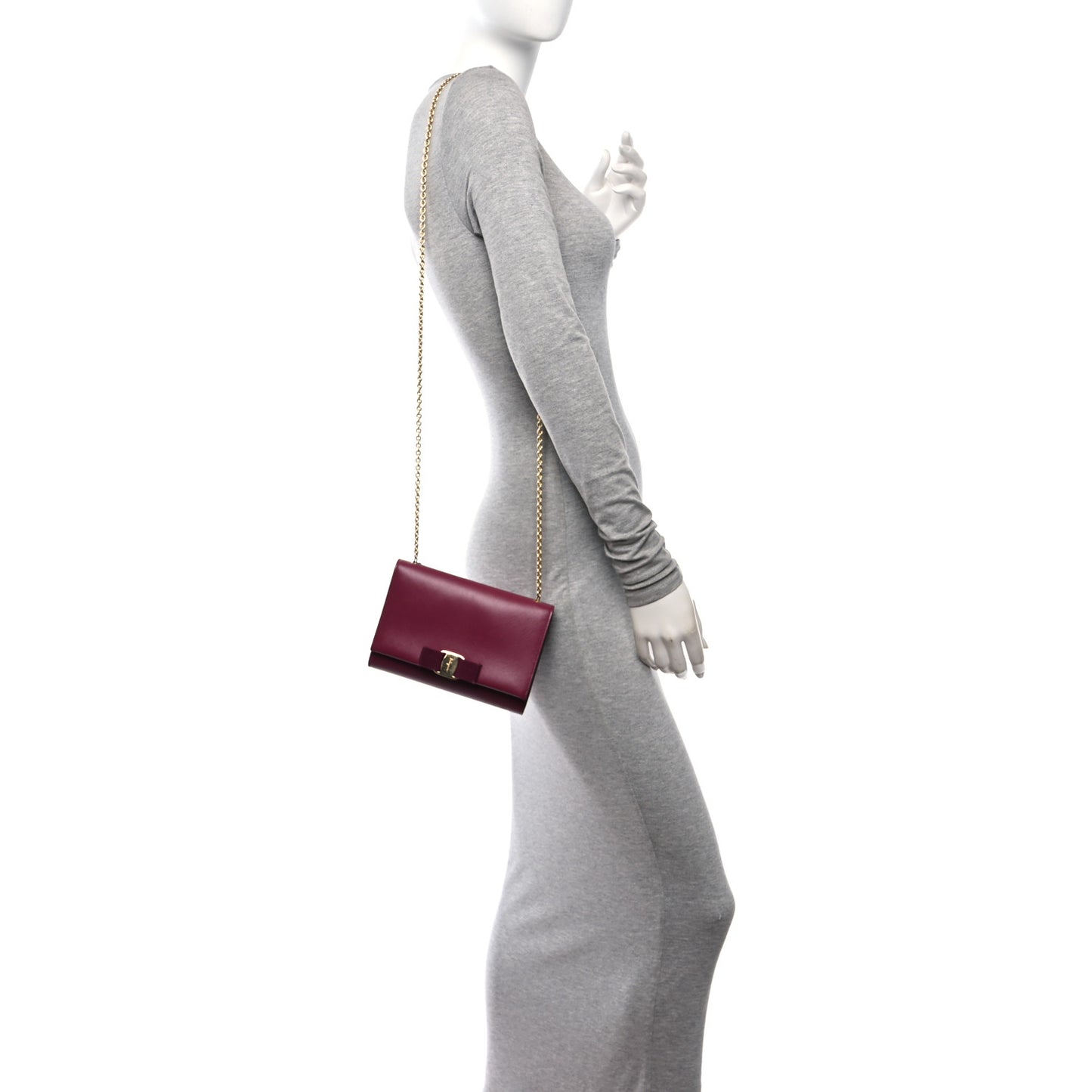 Hammered Calfskin Mini Miss Vara Bow Chain Bag Sangria