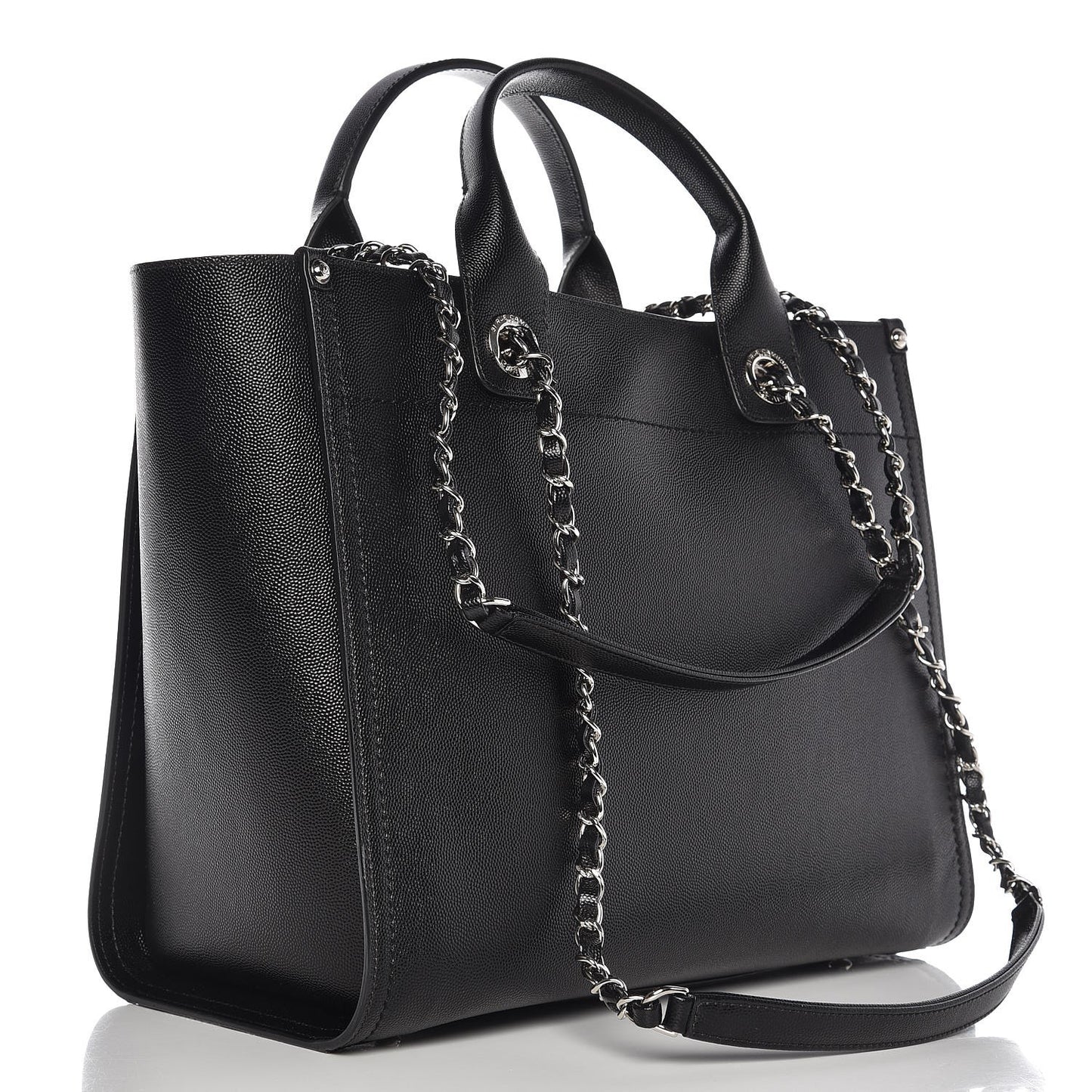 Caviar Small Studded Deauville Tote Black