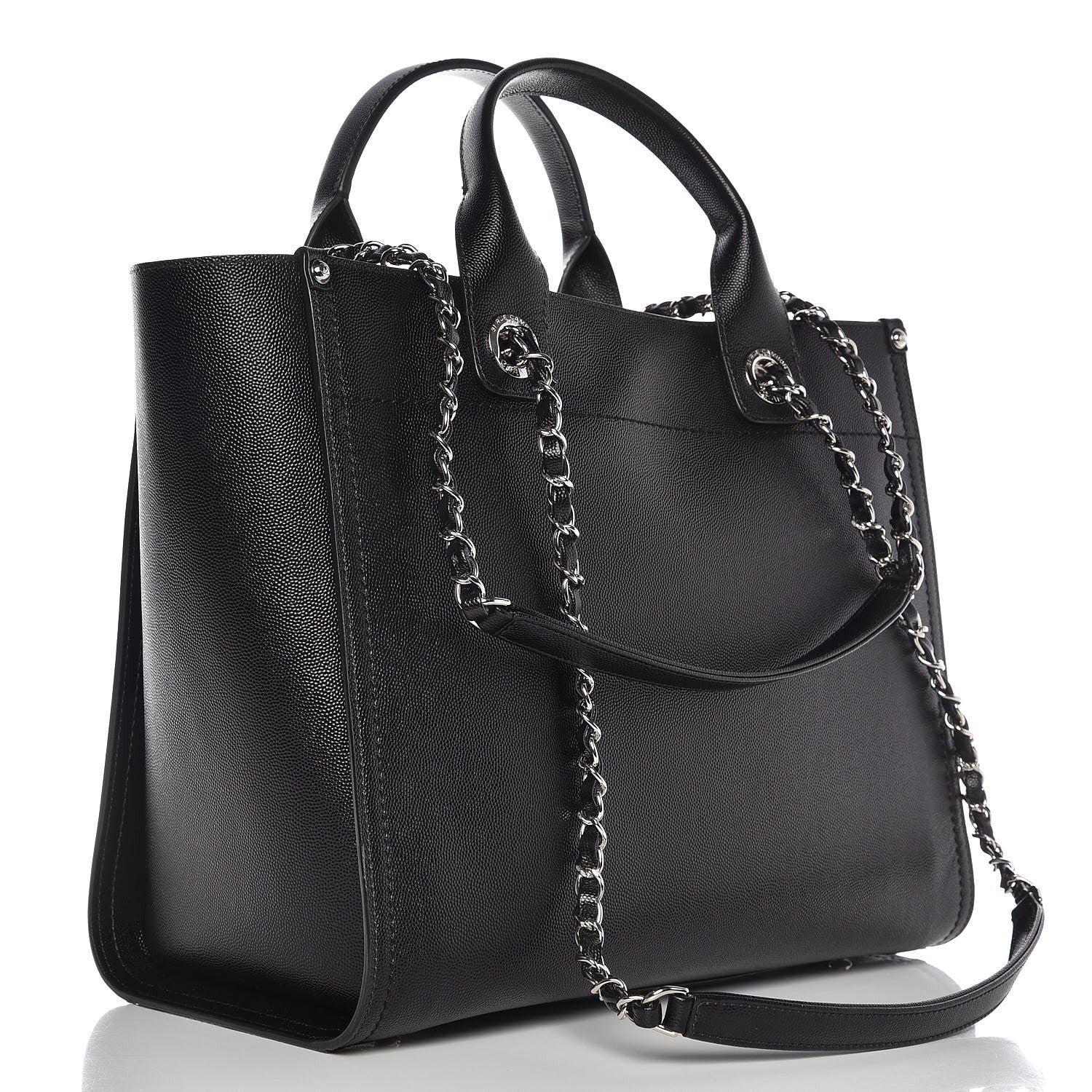 Chanel Caviar Small Studded Deauville Tote Black 3 of 8