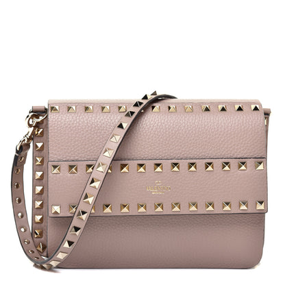 Valentino Garavani Pebbled Calfskin Rockstud Side Slip Crossbody Poudre 1 of 9