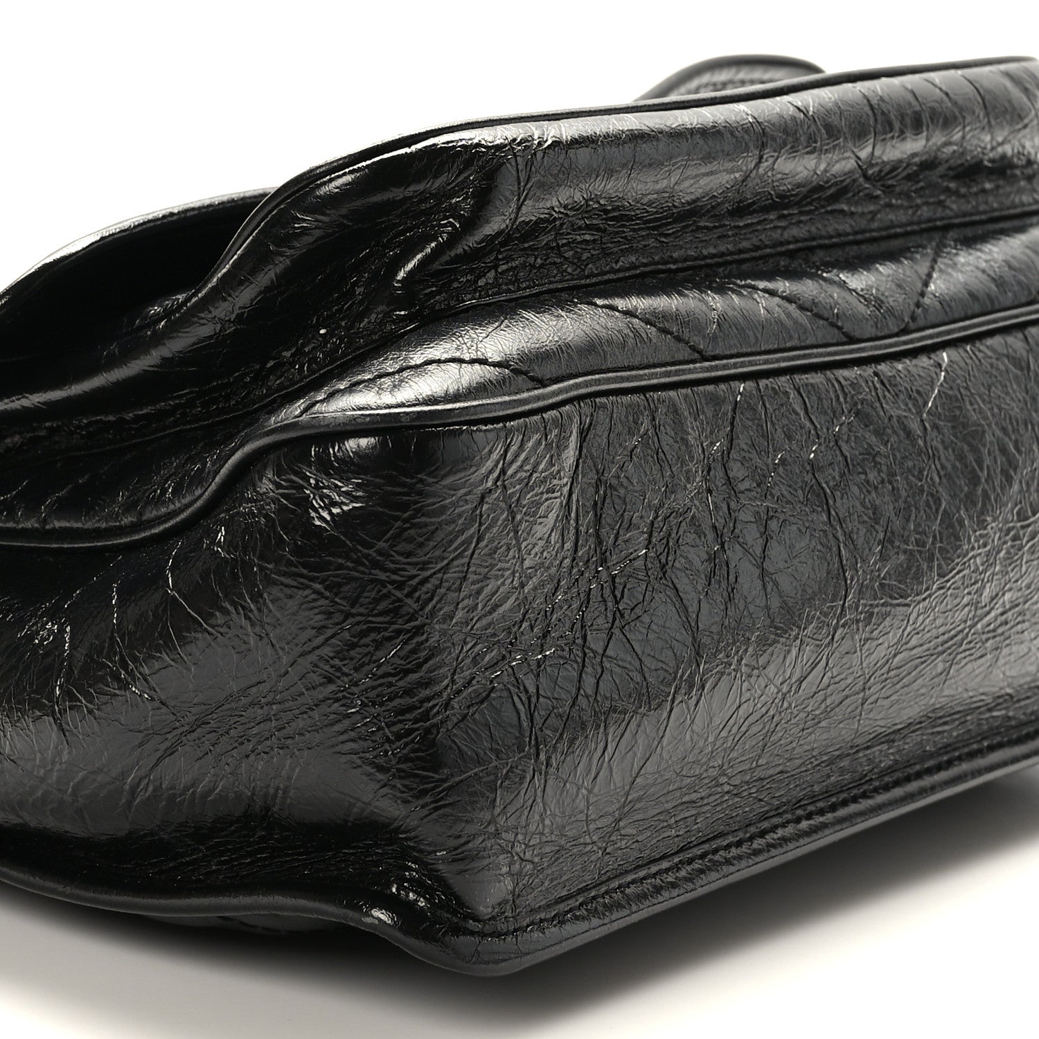 Saint Laurent Crinkled Calfskin Matelasse Monogram Large Niki Chain Satchel Black 8 of 9