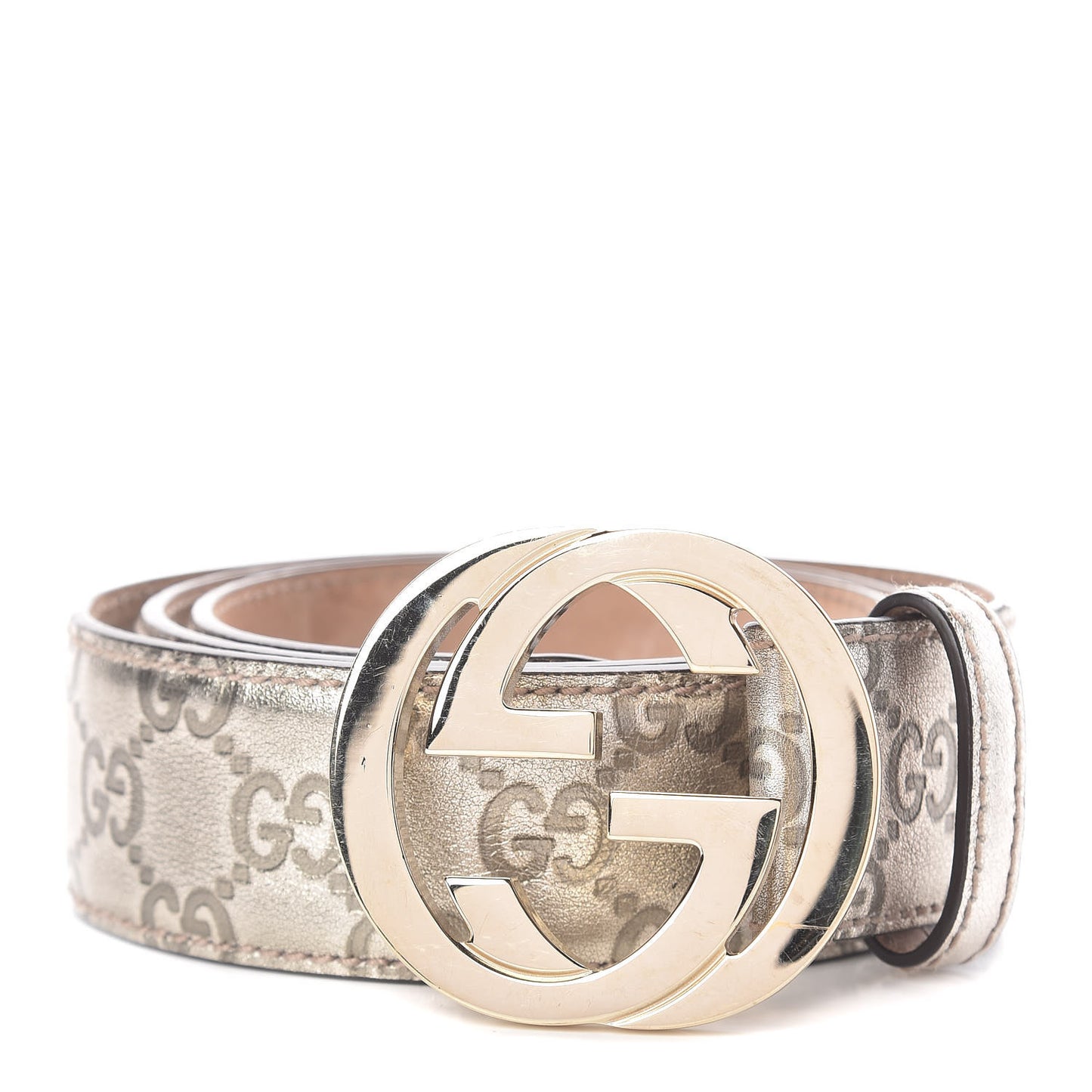 Metallic Guccissima Interlocking G Belt 90 36 Gold