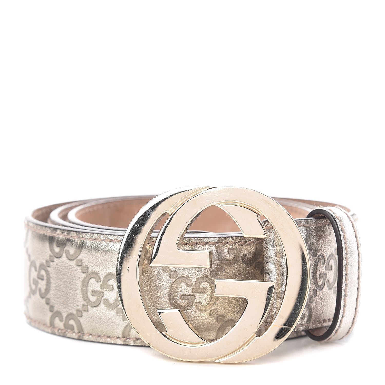 Gucci Metallic Guccissima Interlocking G Belt 90 36 Gold 1 of 6